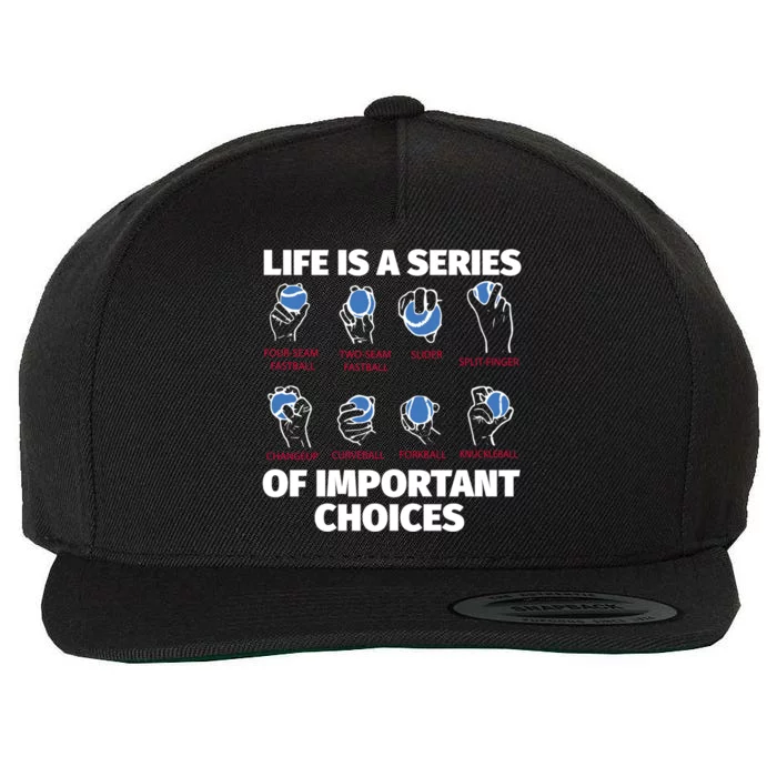 Types Of Baseball Pitches Life Choices Pitcher Player Gift Wool Snapback Cap