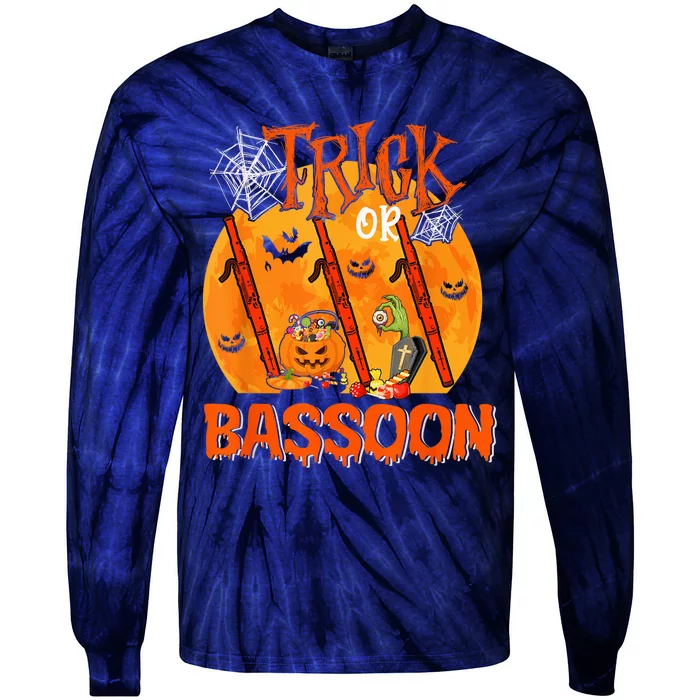 Trick Or Bassoon Halloween Musical Costume Witch's Hat Tie-Dye Long Sleeve Shirt