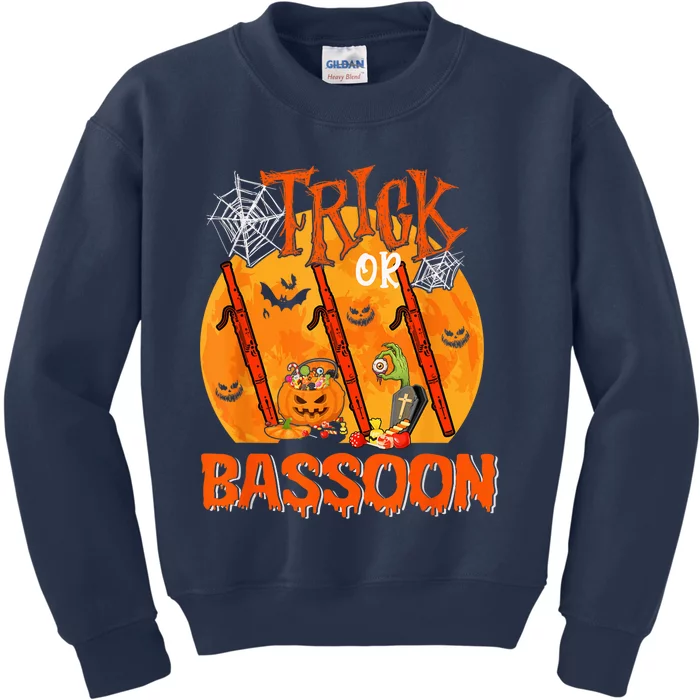 Trick Or Bassoon Halloween Musical Costume Witch's Hat Kids Sweatshirt