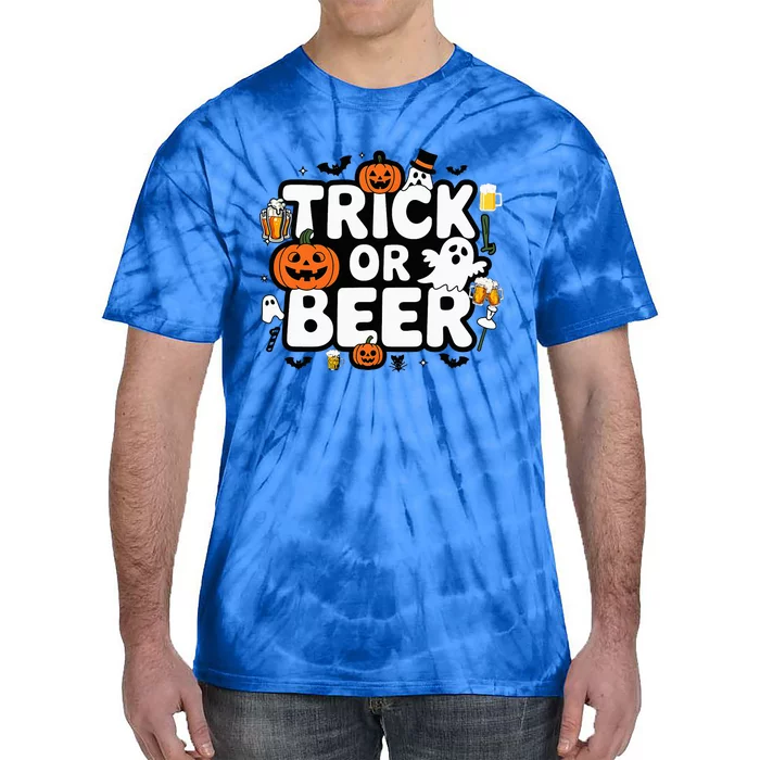 Trick Or Beer Funny Halloween Parties Tie-Dye T-Shirt