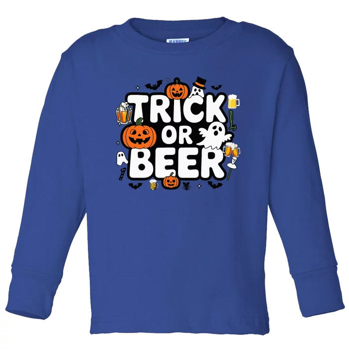 Trick Or Beer Funny Halloween Parties Toddler Long Sleeve Shirt