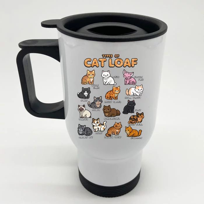 Types Of Cat Loaf Cute Kitten Kawaii Cats Front & Back Stainless Steel Travel Mug