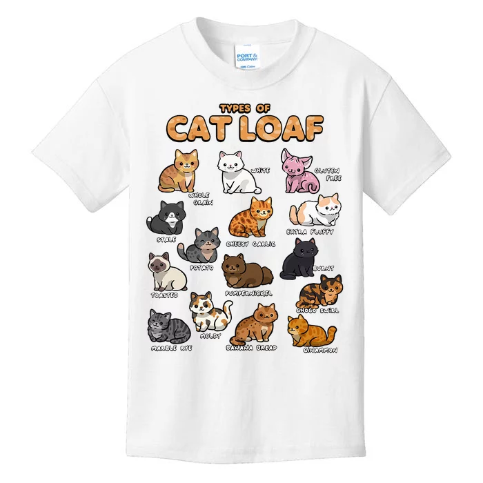 Types Of Cat Loaf Cute Kitten Kawaii Cats Kids T-Shirt