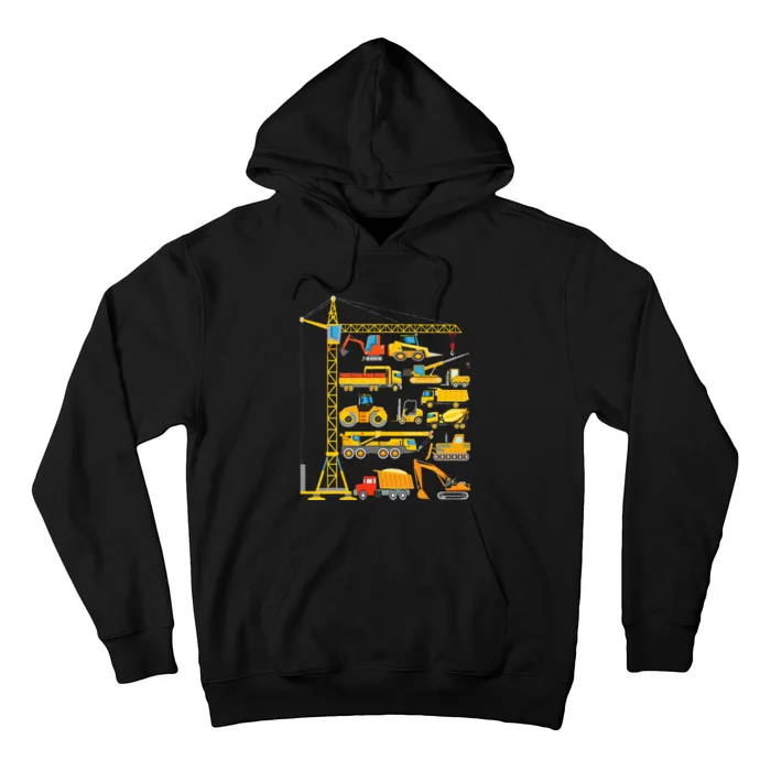 Types Of Construction Excavator Bulldozer Truck Crane Hoodie