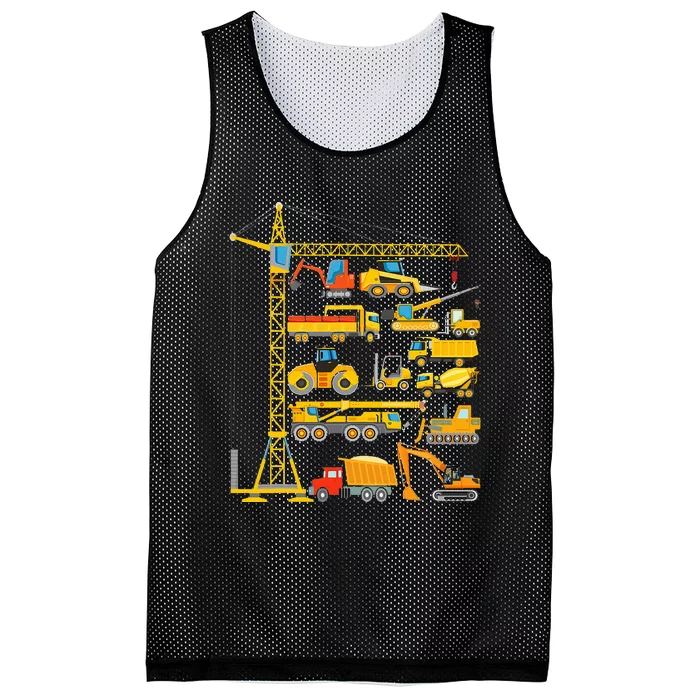 Types Of Construction Excavator Bulldozer Truck Crane Mesh Reversible Basketball Jersey Tank