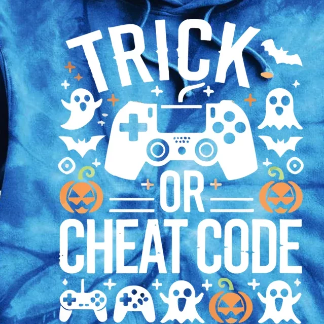 Trick Or Cheat Code Funny Gaming Halloween Gamer Costume Gift Tie Dye Hoodie