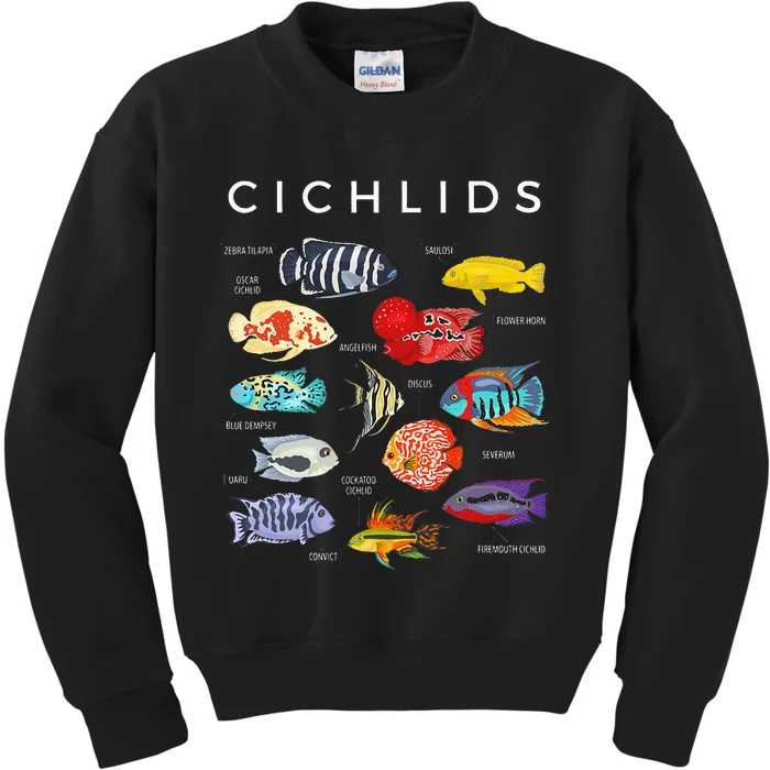 Types Of Cichlid Fish Species Cichlids Aquarium Kids Sweatshirt