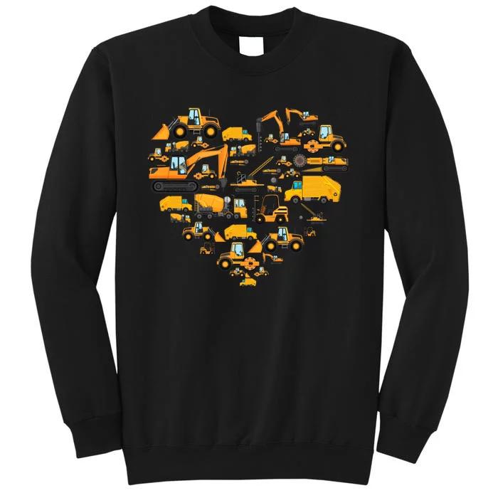 Types Of Construction Excavator Bulldozer Truck Crane Tall Sweatshirt