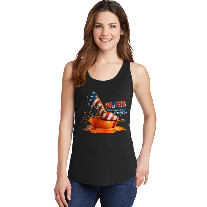 The Orange Crush Harris For President 2024 Patriotic Design Ladies Essential Tank