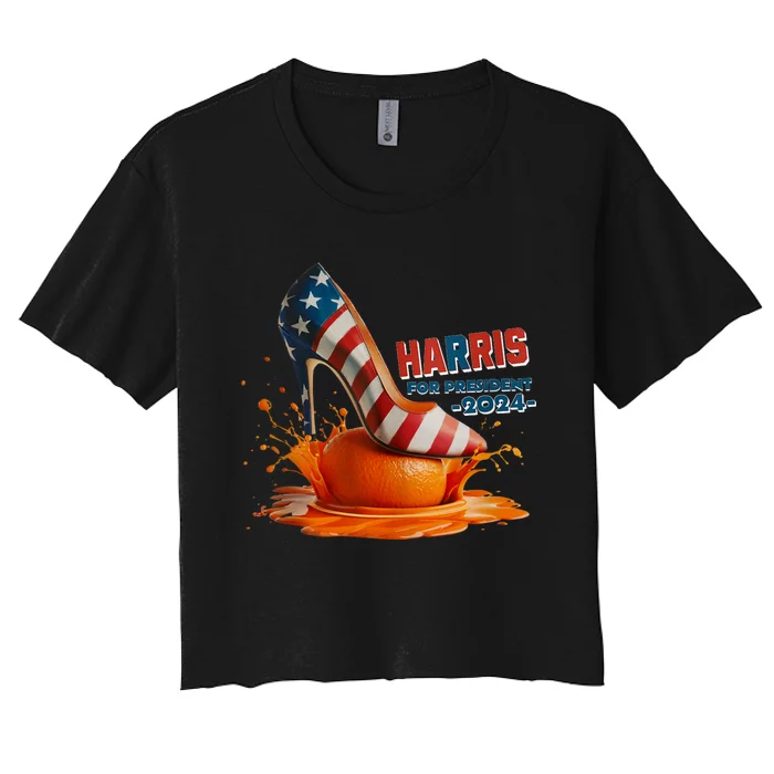 The Orange Crush Harris For President 2024 Patriotic Design Women's Crop Top Tee