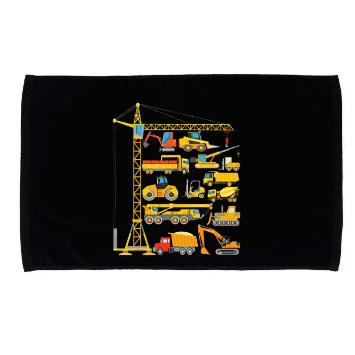 Types Of Construction Excavator Bulldozer Truck Crane Microfiber Hand Towel