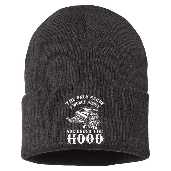 The Only Carbs I Worry V8 Engine Lovers Sustainable Knit Beanie