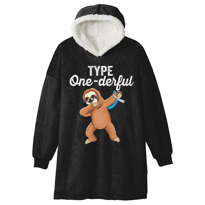 Type Onederful cute dabbing sloth Type 1 Diabetes Awareness Hooded Wearable Blanket