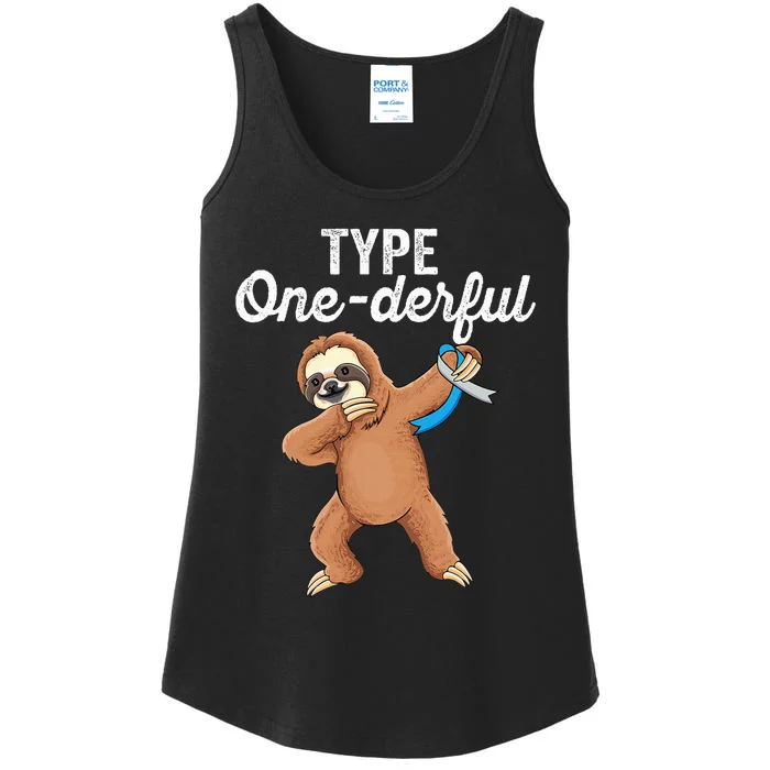 Type Onederful cute dabbing sloth Type 1 Diabetes Awareness Ladies Essential Tank