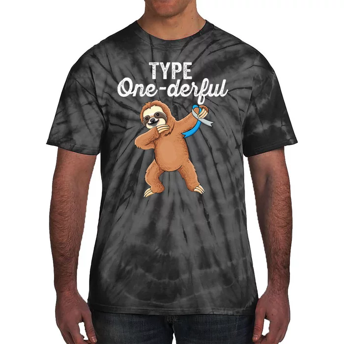 Type Onederful cute dabbing sloth Type 1 Diabetes Awareness Tie-Dye T-Shirt