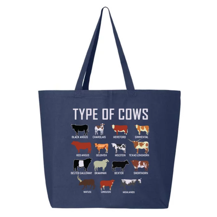 Types Of Cows Farmer Tee Costume Cow 25L Jumbo Tote