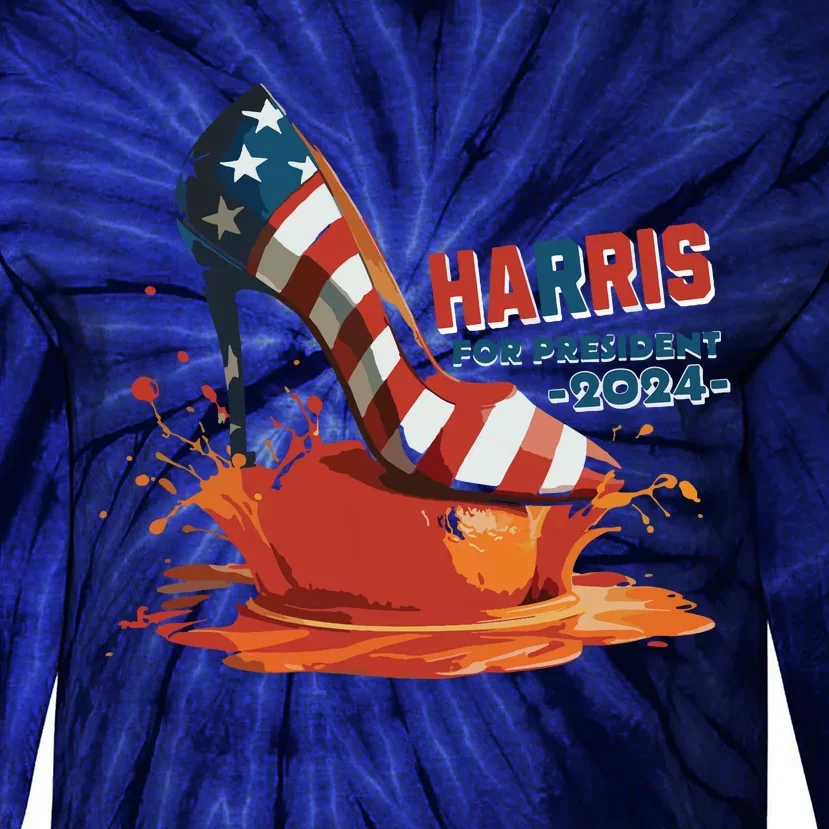 The Orange Crush Harris For President 2024 Patriotic Tie-Dye Long Sleeve Shirt