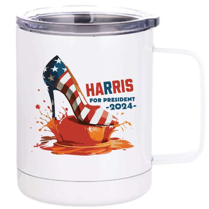 The Orange Crush Harris For President 2024 Patriotic Front & Back 12oz Stainless Steel Tumbler Cup