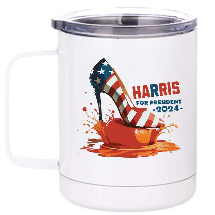 The Orange Crush Harris For President 2024 Patriotic Front & Back 12oz Stainless Steel Tumbler Cup