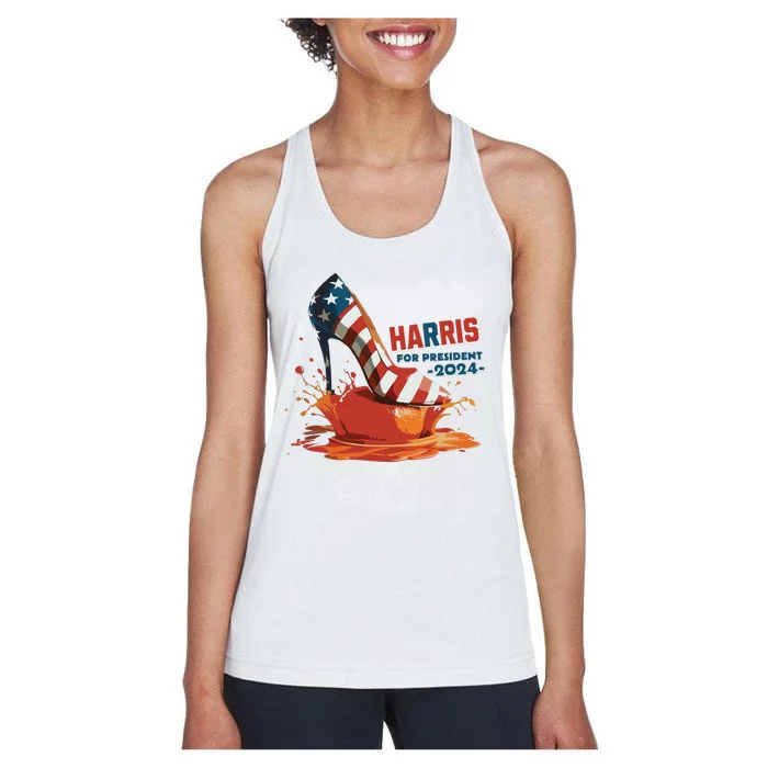 The Orange Crush Harris For President 2024 Patriotic Women's Racerback Tank