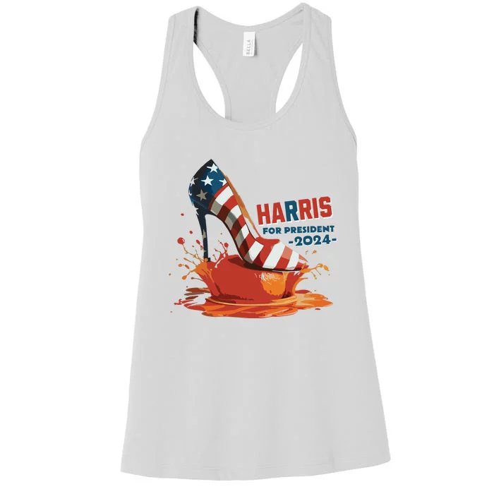 The Orange Crush Harris For President 2024 Patriotic Women's Racerback Tank