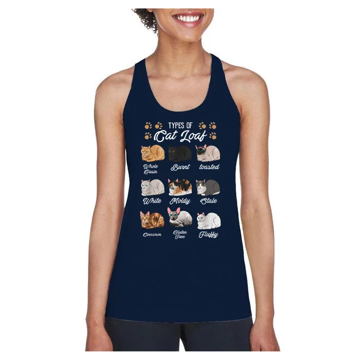 Types Of Cat Loaf Cats Kitty Kitten Cat Lover Cat Mom Dad Women's Racerback Tank