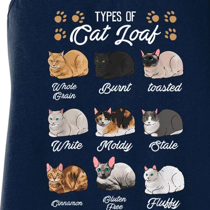 Types Of Cat Loaf Cats Kitty Kitten Cat Lover Cat Mom Dad Women's Racerback Tank