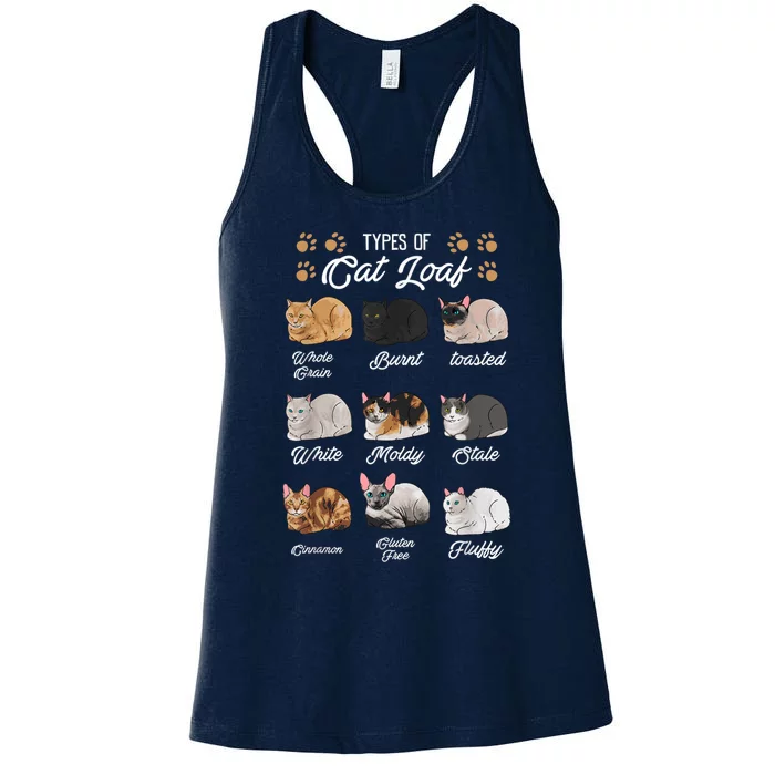 Types Of Cat Loaf Cats Kitty Kitten Cat Lover Cat Mom Dad Women's Racerback Tank