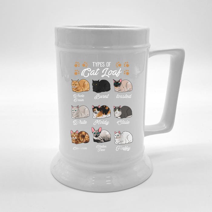 Types Of Cat Loaf Cats Kitty Kitten Cat Lover Cat Mom Dad Front & Back Beer Stein