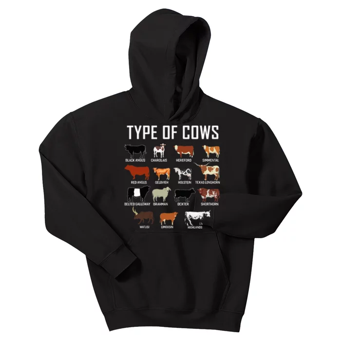 Types Of Cows Farmer Costume funny Cow Kids Hoodie