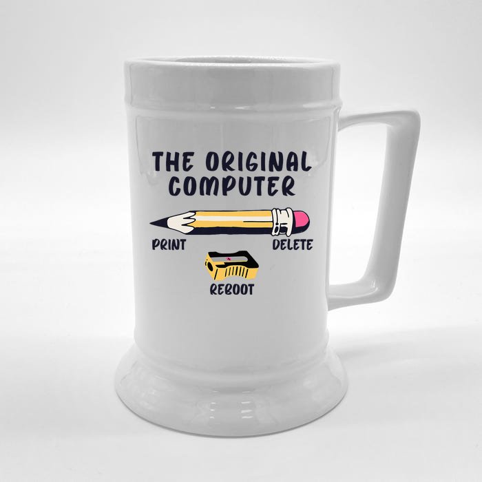 The Original Computer Sarcastic Funny It Tech Print Delete Front & Back Beer Stein