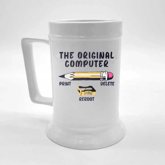 The Original Computer Sarcastic Funny It Tech Print Delete Front & Back Beer Stein