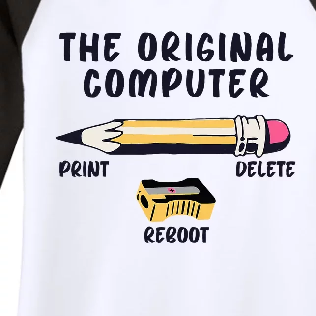 The Original Computer Sarcastic Funny It Tech Print Delete Women's Tri-Blend 3/4-Sleeve Raglan Shirt