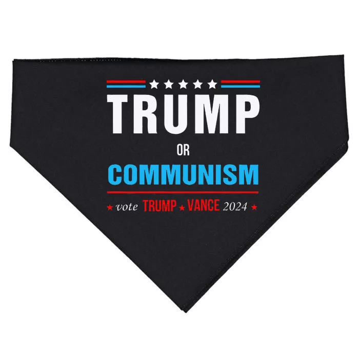 Trump Or Communism Vote Trump Vance 2024 USA-Made Doggie Bandana