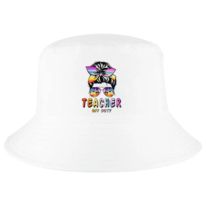 Teacher Off Duty Messy Bun Rainbow Sunglasses End Of School Cool Comfort Performance Bucket Hat