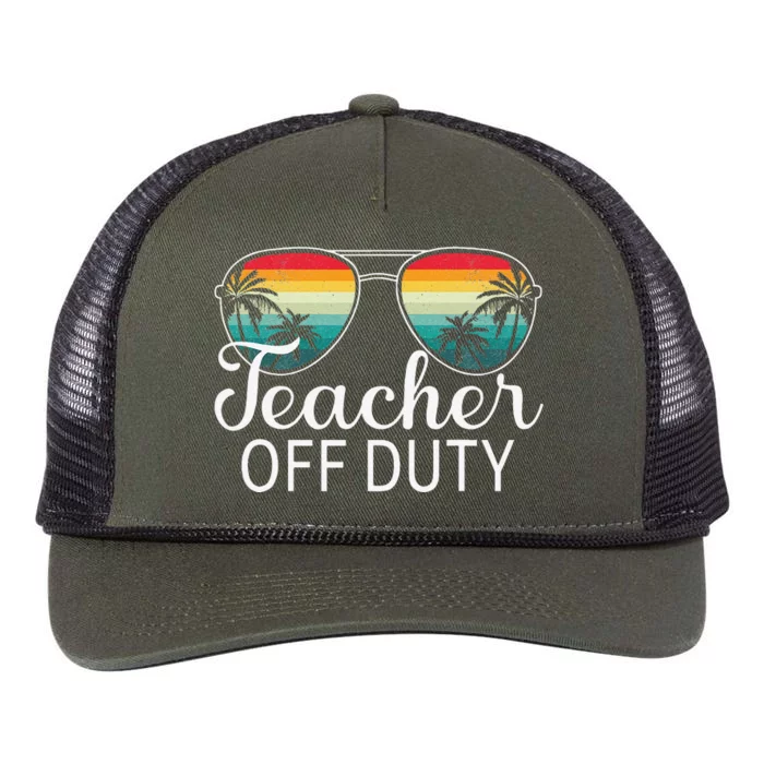 Teacher Off Duty Last Day Of School Teacher Summer Love Retro Rope Trucker Hat Cap