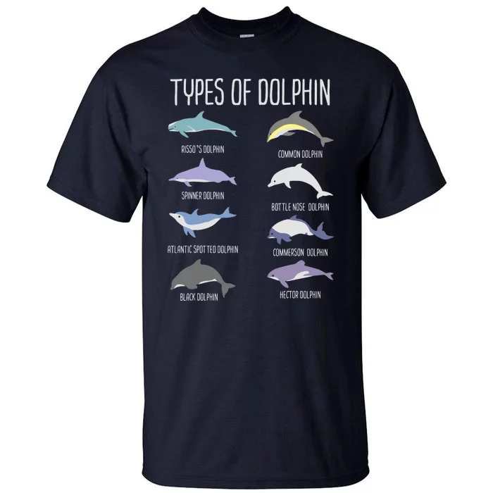 Types Of Dolphin Tall T-Shirt