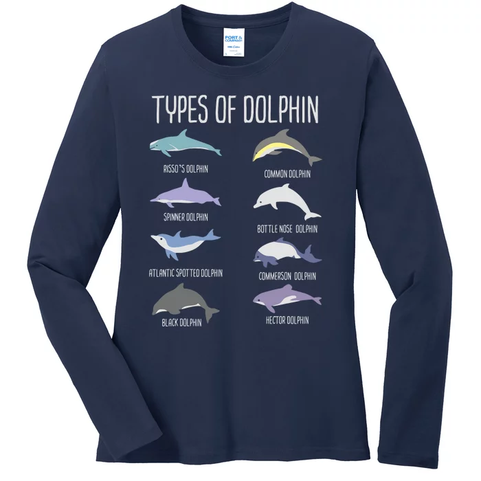 Types Of Dolphin Ladies Long Sleeve Shirt