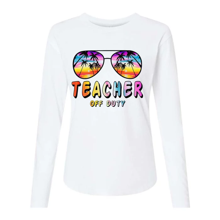 Teacher Off Duty Rainbow Sunglasses Palm Beach End Of School Womens Cotton Relaxed Long Sleeve T-Shirt