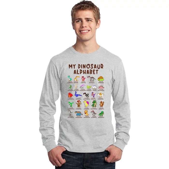 Types Of Dinosaurs Alphabet Dino Identification Tall Long Sleeve T-Shirt