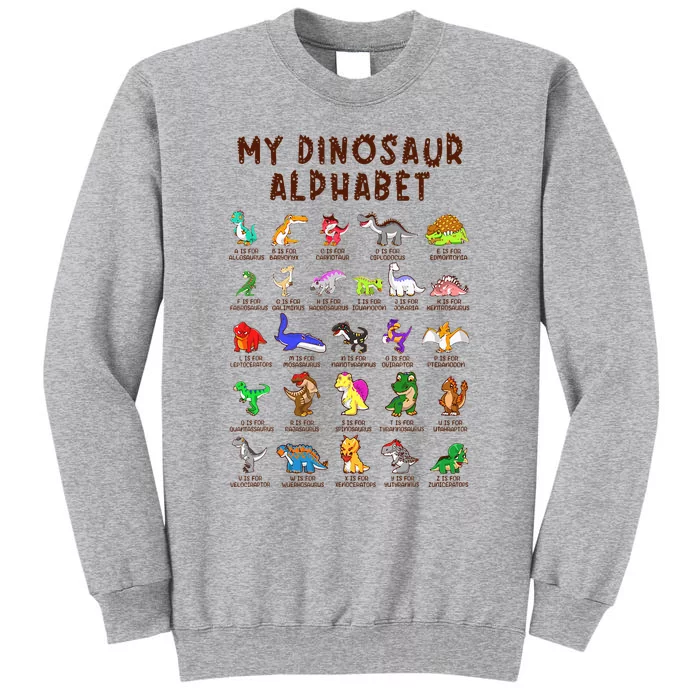 Types Of Dinosaurs Alphabet Dino Identification Tall Sweatshirt