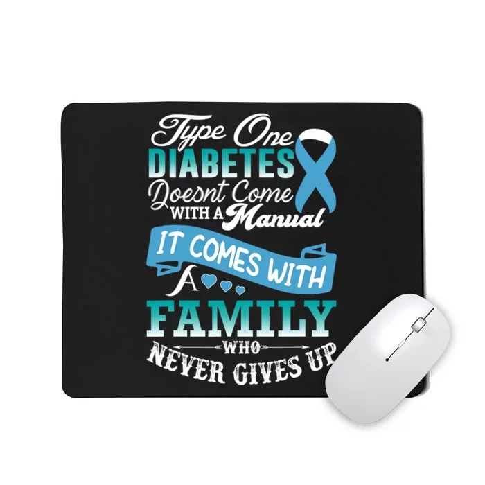 Type One Diabetes For Family Blue Ribbon Diabetic T1D Family Mousepad