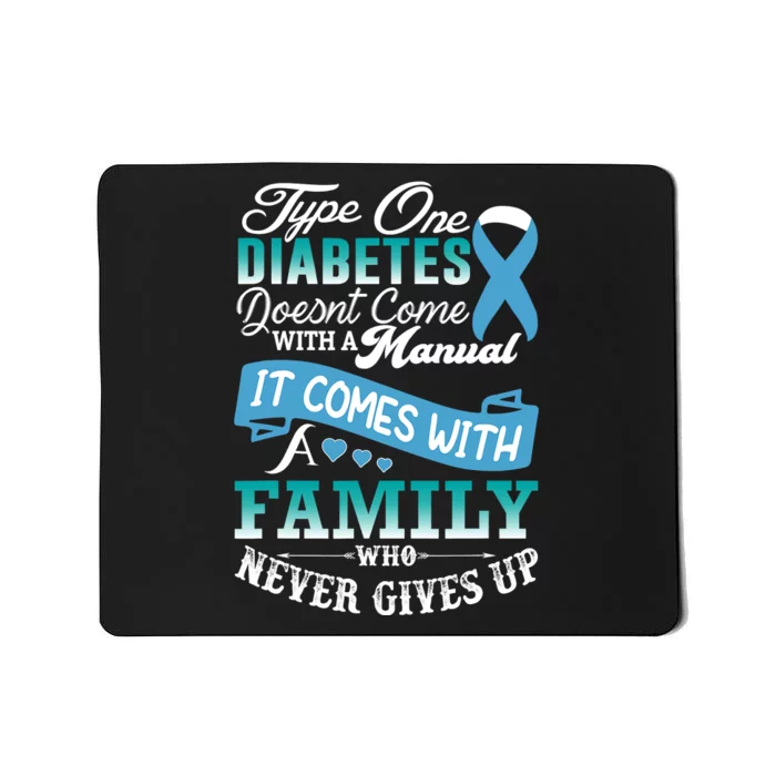 Type One Diabetes For Family Blue Ribbon Diabetic T1D Family Mousepad