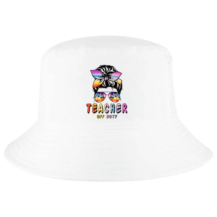 Teacher Off Duty Messy Bun Rainbow Sunglasses End Of Schoo Cool Comfort Performance Bucket Hat