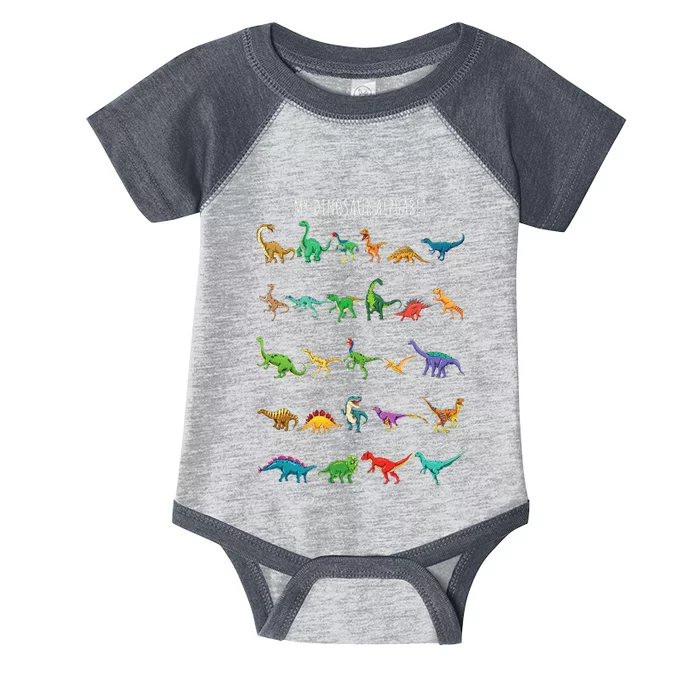 Types Of Dinosaurs Alphabet Az Abc Dino Identification Infant Baby Jersey Bodysuit