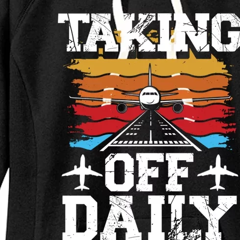 Taking Off Daily Aviation Airline Pilot Women's Fleece Hoodie