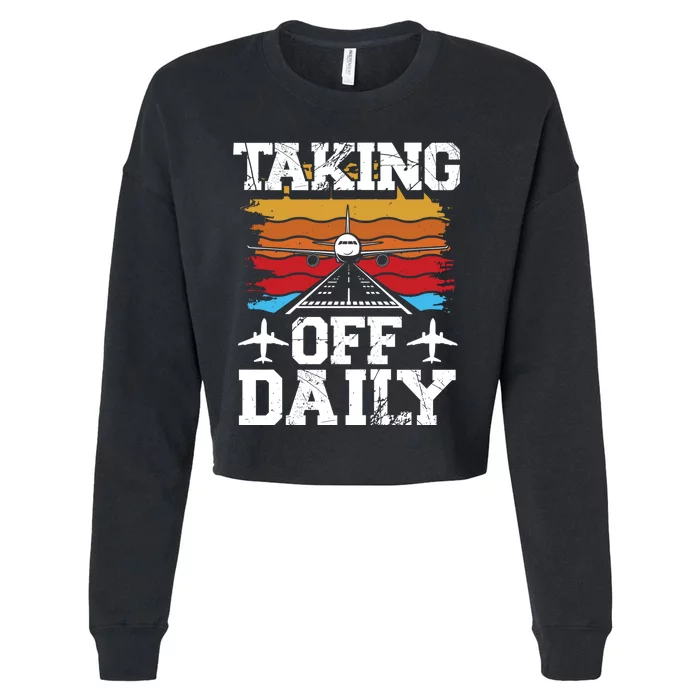 Taking Off Daily Aviation Airline Pilot Cropped Pullover Crew