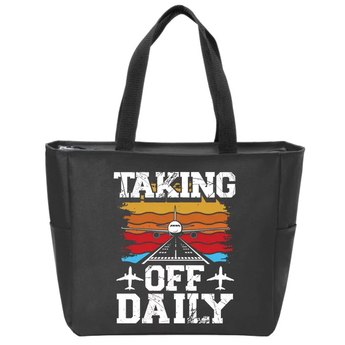 Taking Off Daily Aviation Airline Pilot Zip Tote Bag