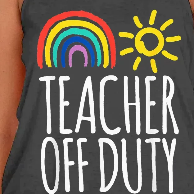 Teacher Off Duty Last Day Of School Teacher Summer Women's Knotted Racerback Tank