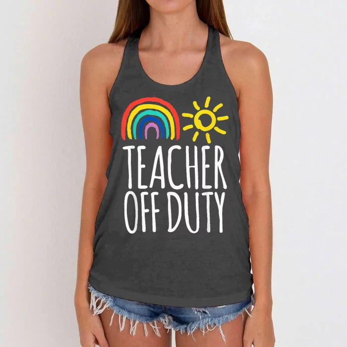 Teacher Off Duty Last Day Of School Teacher Summer Women's Knotted Racerback Tank